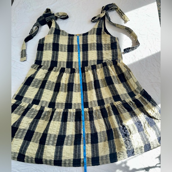 ASOS Plaid Tie-Shoulder Mini Dress Black and Tan Oversized Woman’s size 6 - Picture 9 of 12